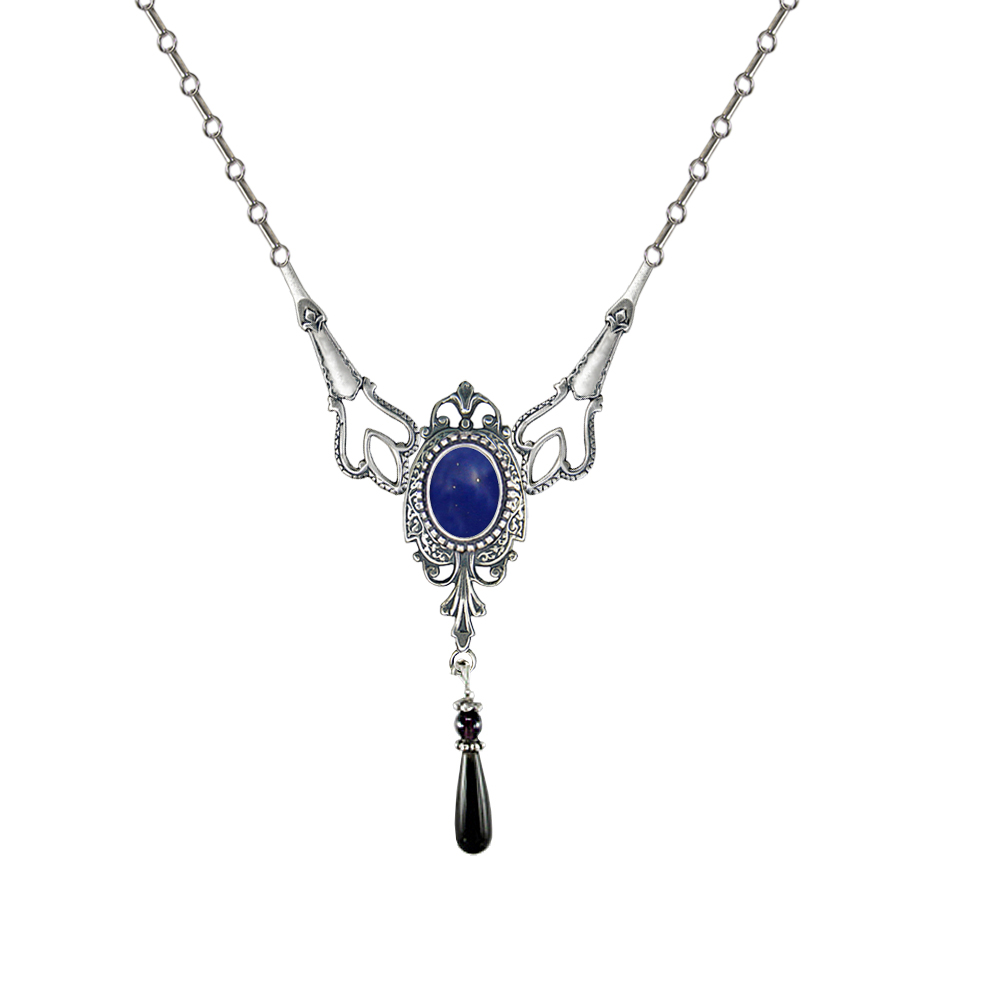 Sterling Silver Victorian Necklace With Lapis Lazuli